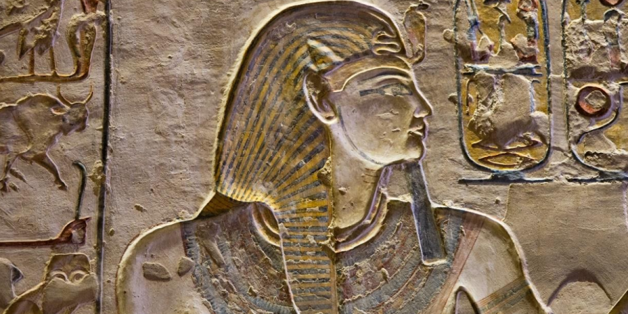 Ancient Egyptian art featuring a pharaoh