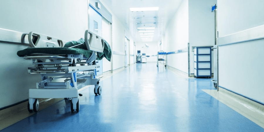 An empty hospital hallway